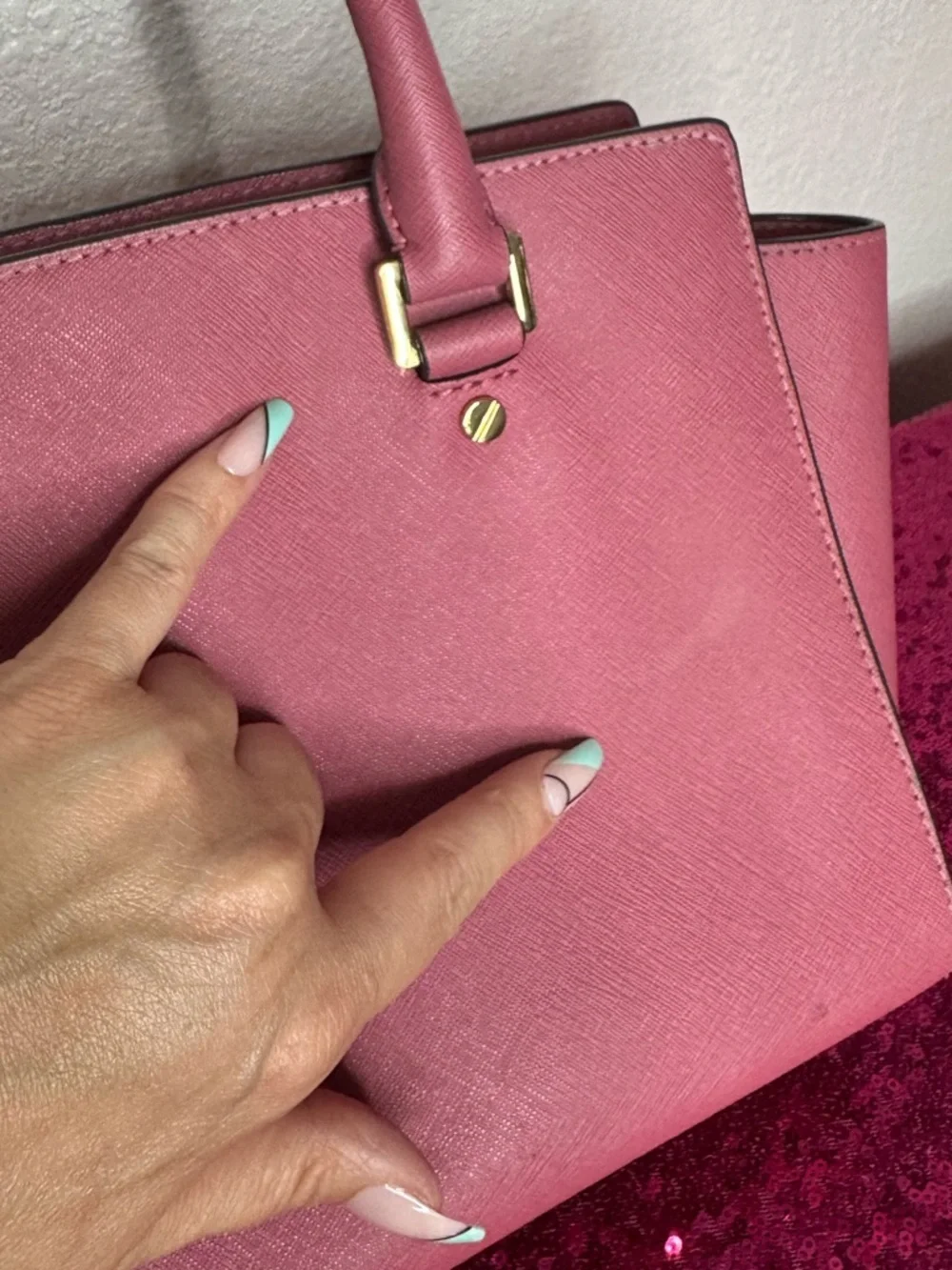 MICHAEL KORS 💖 Mauve Structured Satchel, Double Handles, Leather (8x14 inches)